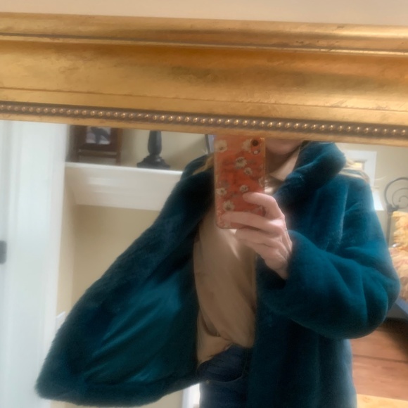 Donna Salyers fabulous furs deep teal faux fur jacket - Picture 8 of 10